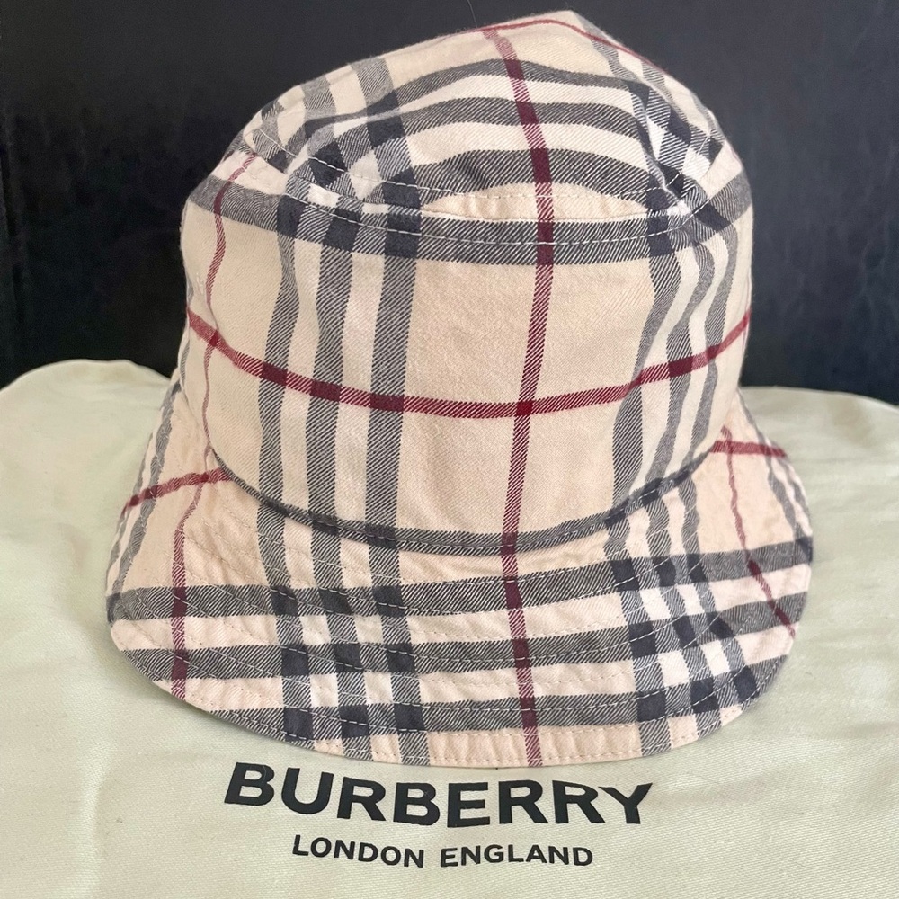 Burberry Beige and Black Check Bucket Hat